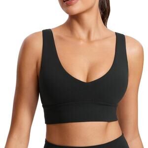 CRZ YOGA V-Neck Sports Bra - U Back Wireless Yoga Low Impact Size XS